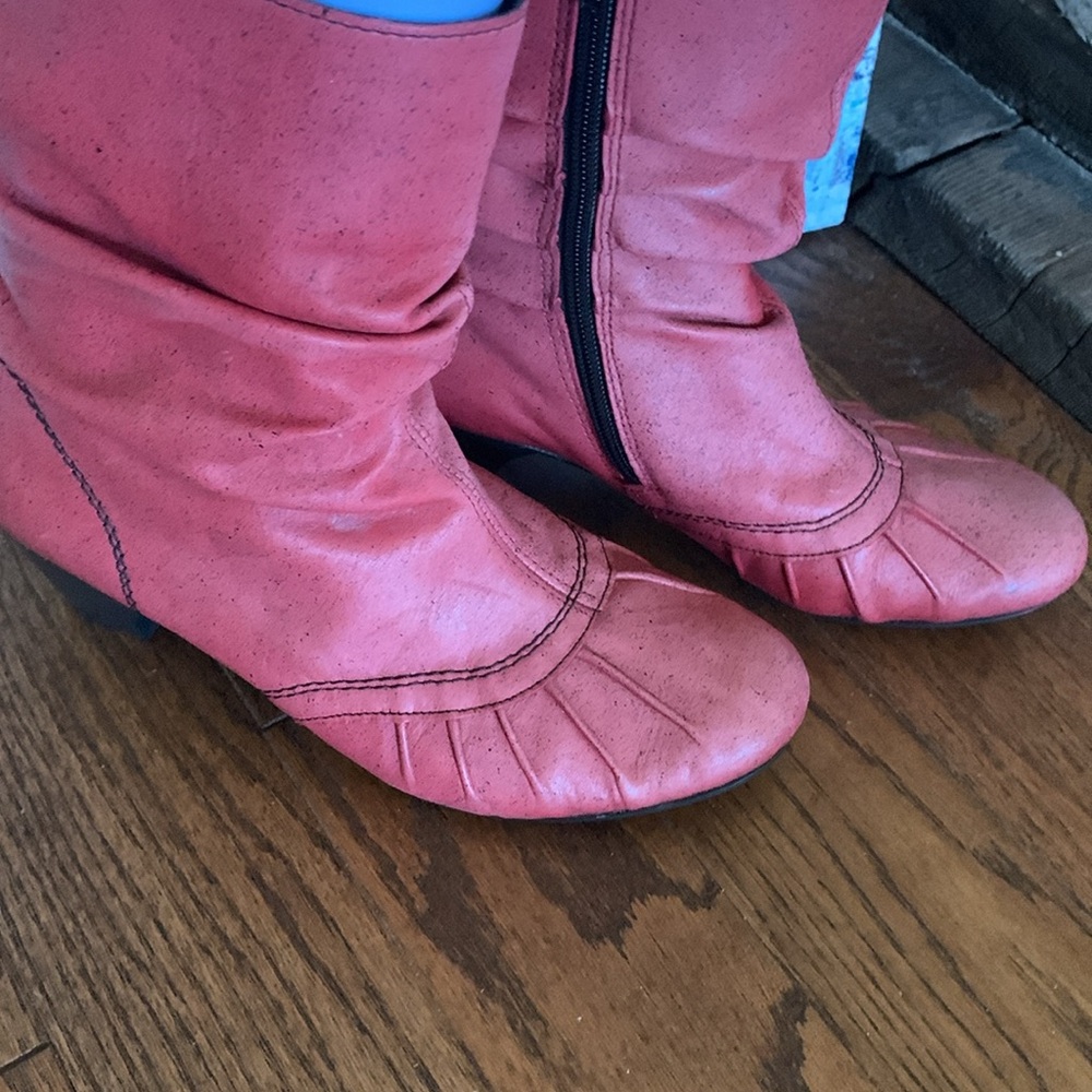 Rieker Speckled Ombré RED Ruched leather Ankle Boots Side Zip Sz 36 - Picture 16 of 16